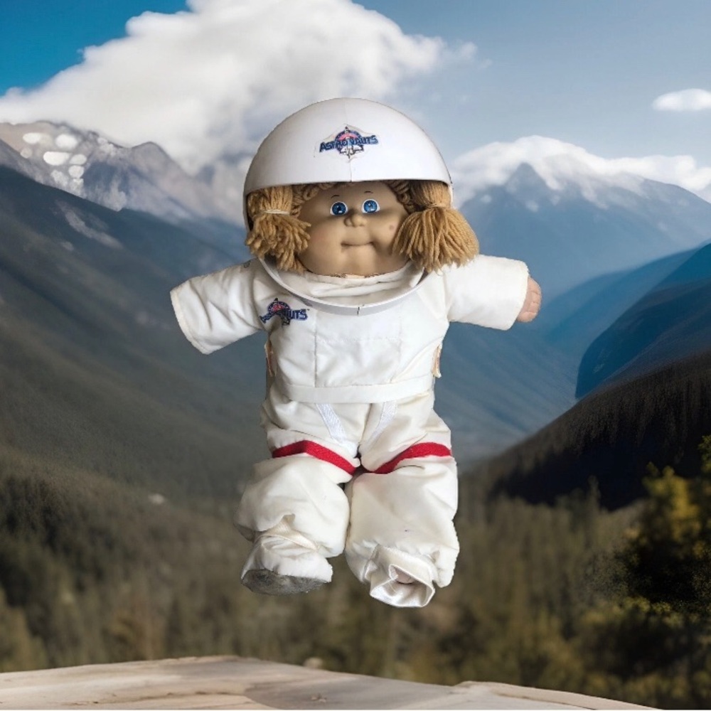 Vintage 1984 Cabbage Patch Kids Doll Young Astronaut Suit Blonde Hair Blue Eyes